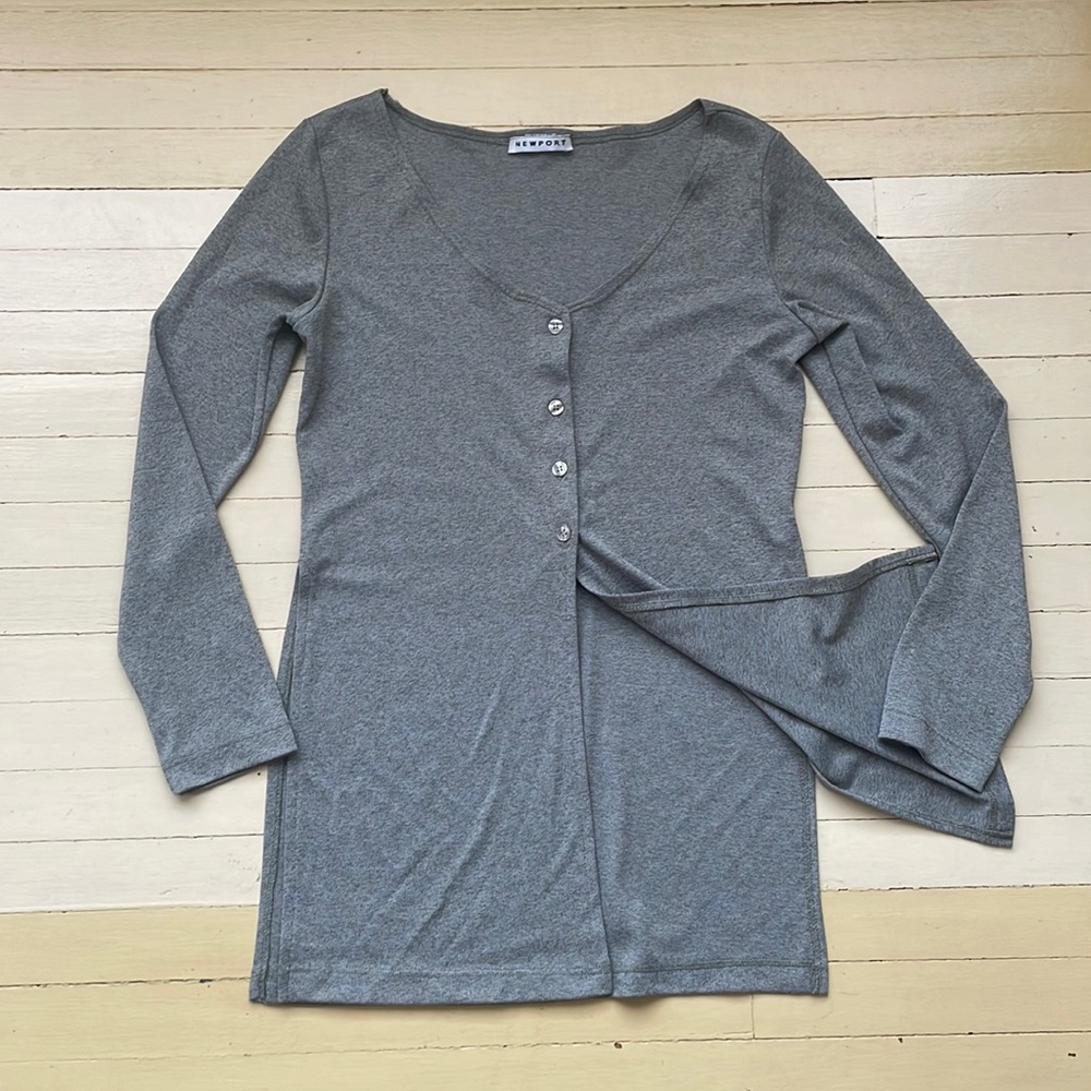 Heather Gray Long Sleeve with Buttons